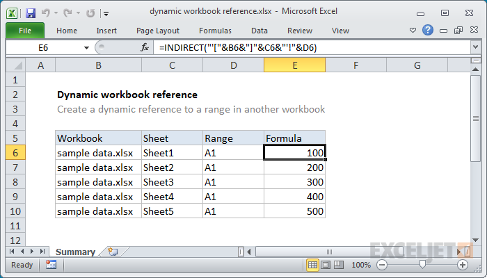 Dynamic workbook reference Excel formula Exceljet